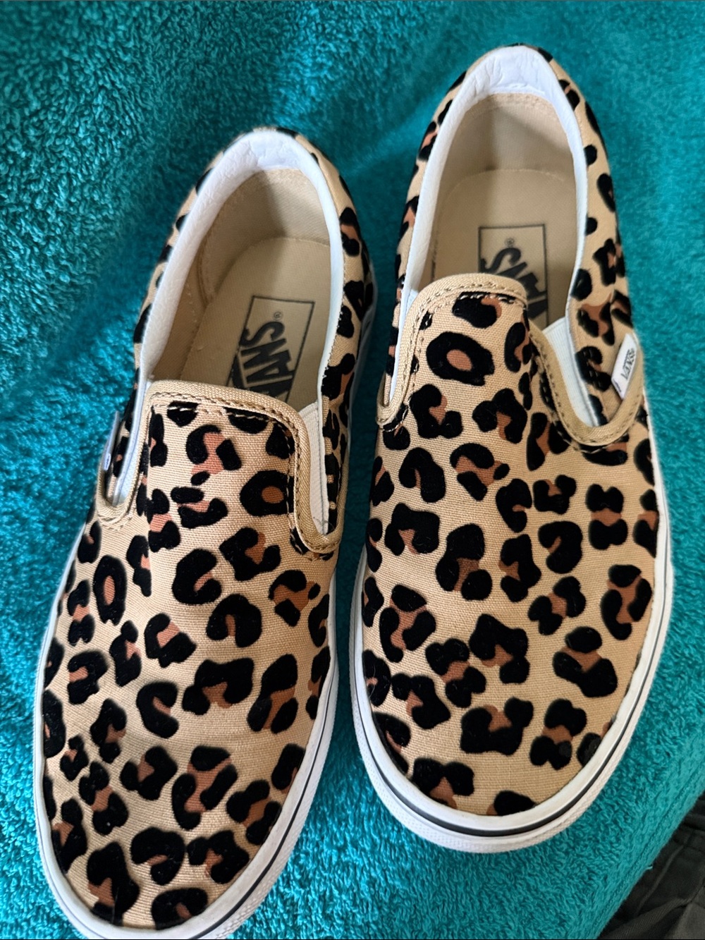 Vans Men’s Leopard Print Slip-On Sneakers - Tan & Black